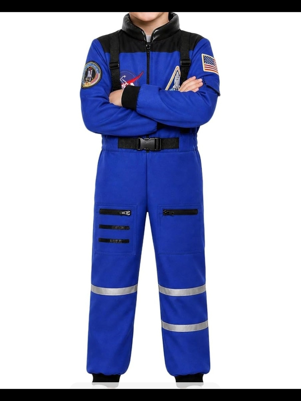 Kids Blue NASA-Inspired Astronaut Costume Jumpsuit